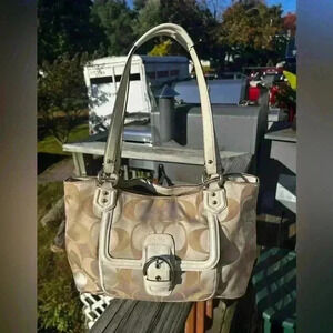 Coach Womens Campbell Signature Belle Ivory Carryall Shoulder Handbag F25294